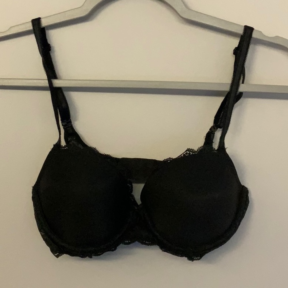 Victoria's Secret lined demi bra, black, size 32D